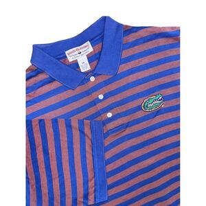 Boca Classics Mens XXL‎ Striped Polo Shirt Alligator Logo Blue Orange Cotton